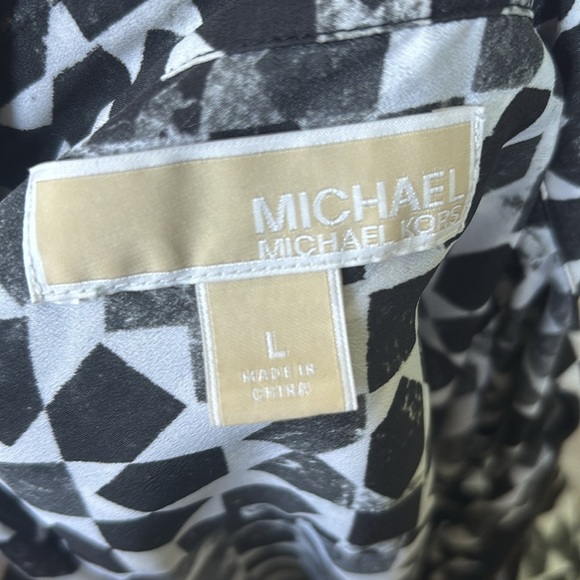 MICHAEL Michael Kors Black & White Geometric Print Long Sleeve Full Zip Top L - Picture 4 of 4